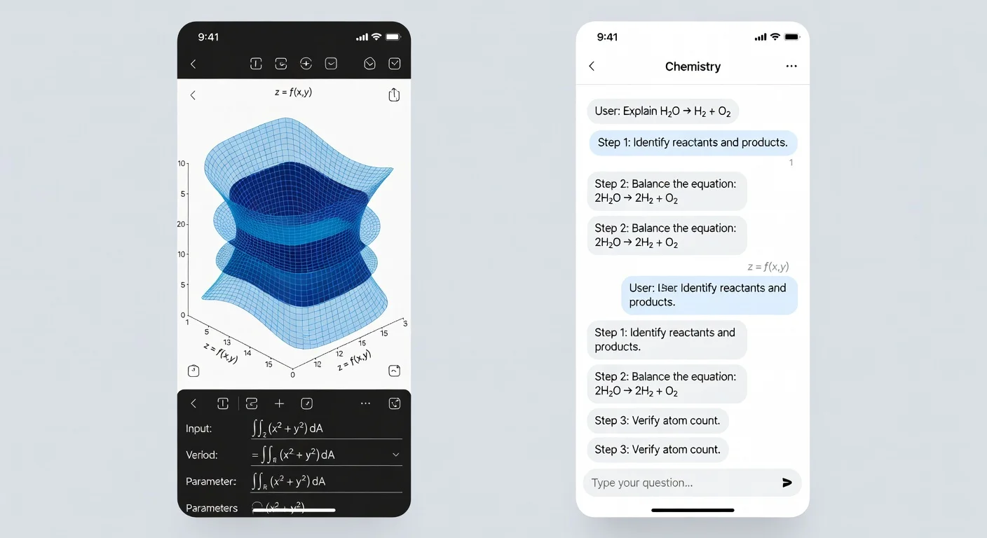 Comparing user interfaces of different homework solver applications.