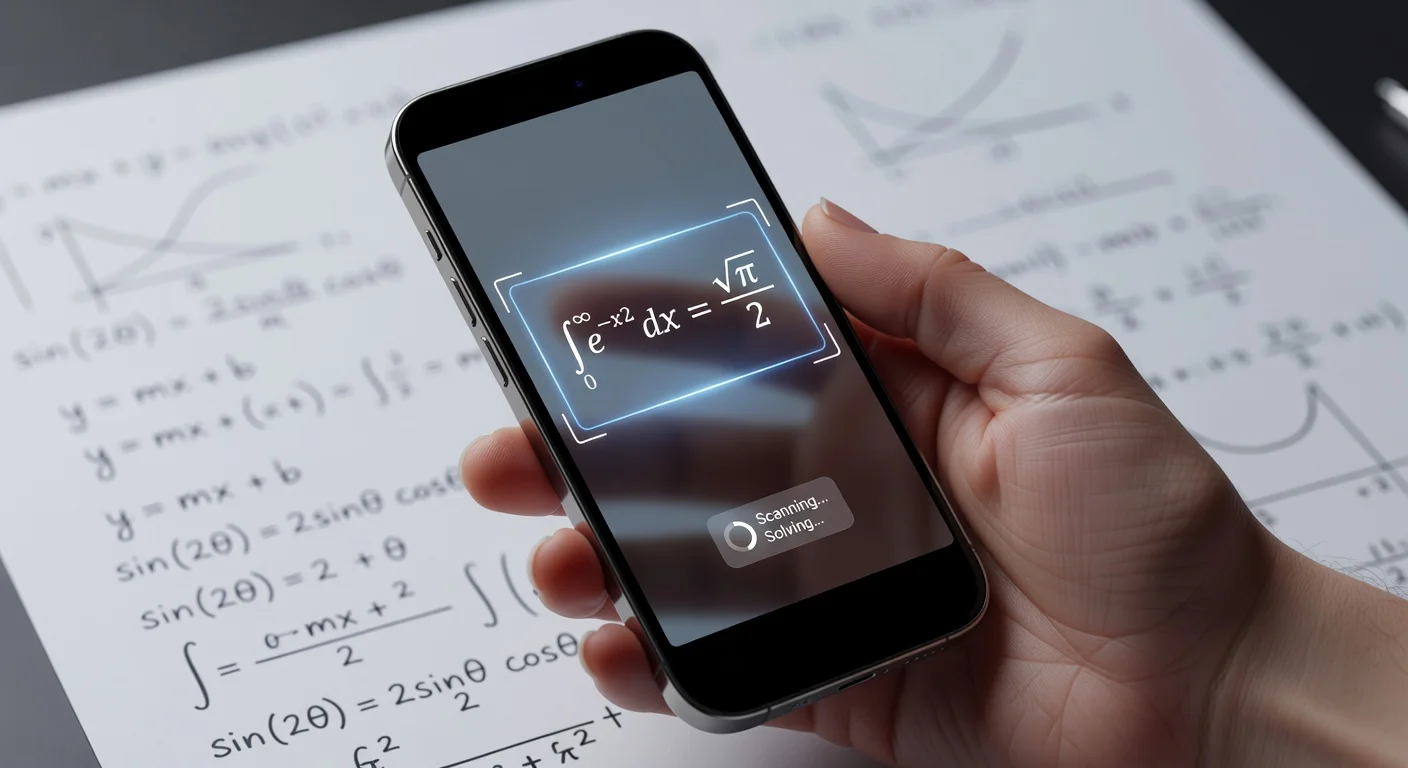 Scanning an ugly calculus problem using a smartphone app camera.